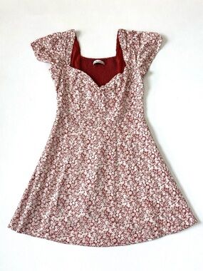 Abercrombie & Fitch Floral Mini Dress Smocked Back Fit & Flare Red Size M